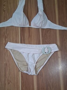 NEW Victoria's Secret Light Pink Halter Bikini Set with Decorative Buckle